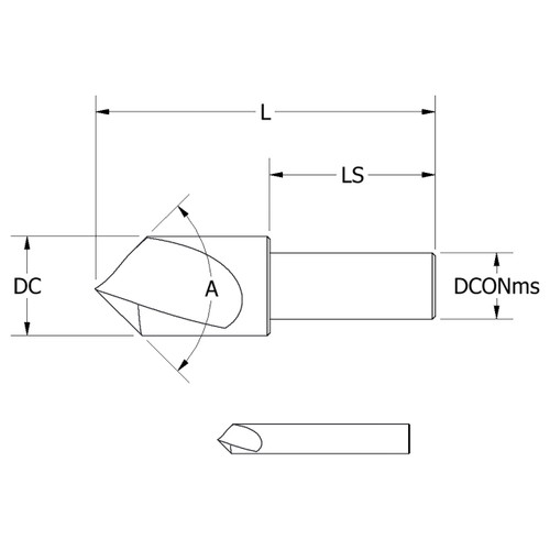 Keo 919-000-166 | 0.3750" Diameter x 0.8750" Length of Shank x 1.7500" OAL x 120 Degree Angle 1 Cutting Edge TiN Coated HSS Combination Drill & Countersink