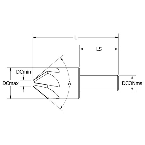 Keo 919-000-322 | 1-1/4" Diameter x 0.500" Shank x 1.250" Length of Shank x 3.000" OAL x 60 Degree Included Angle 6 Flute TiN Coated HSS Countersink
