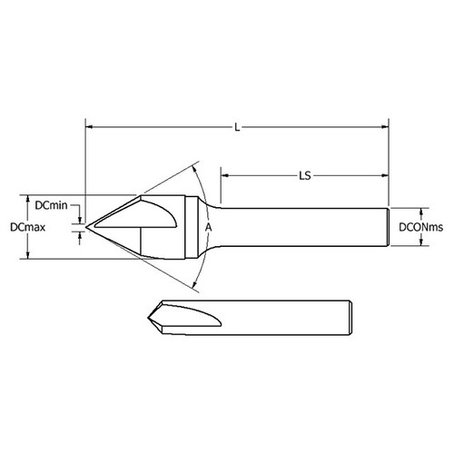 Keo 917-000-818 | 0.3750" Diameter x 1.6250" Length of Shank x 2.7500" OAL 3 Cutting Edge AlTiN Coated Carbide Countersink