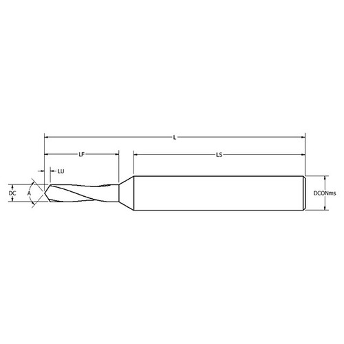 Keo 956-000-323 | 0.020" Diameter x 0.125" Shank x 0.050" Functional Length x 1.500" OAL x 90 Degree Angle 2 Flute AlTiN Coated Carbide Spotting Drill