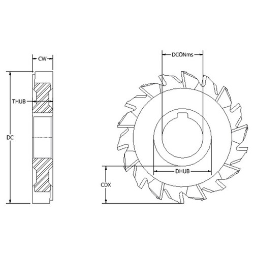 Keo 952-001-052 | 5" Diameter x 1-1/4" Arbor Hole Diameter x 13/16" Thickness x 0.813" Width x 1.531" Maximum Depth of Cut 26 Teeth TiN Coated T15 Side & Face Slotting End Mill
