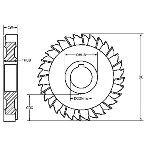Keo 950-000-904 | 10.0000" Diameter x 3.4063" Max Depth of Cut 56 Cutting Edge TiN Coated HSS Slitting Saw