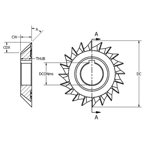 Keo 900-000-140 | 6.000" Diameter x 0.750" Maximum Depth of Cut x 0.750" Width TiN Coated HSS Single Angle Cutter