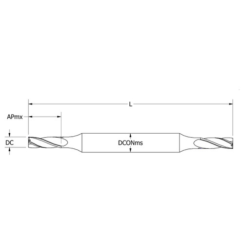 Keo 934-000-045 | 0.063" Diameter x 0.188" Shank x 1.250" Length of Shank x 0.219" Maximum Depth of Cut x 2.500" OAL 2 Flute Uncoated HSS-Co Double End Square End Mill