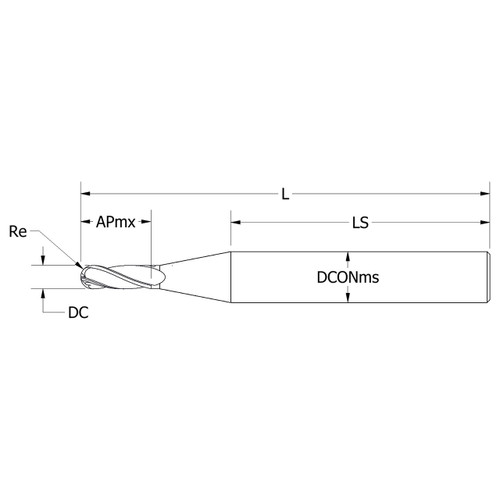 Keo 930-002-294 | 0.050" Diameter x 1.157" Shank Length x 1.500" OAL AlTiN Coated Carbide Ball Nose End Mill