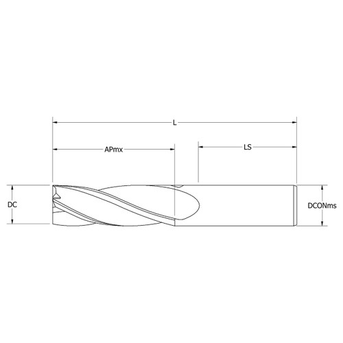 Keo 976-000-005 | 0.375" Diameter x 0.375" Shank x 1.000" Length of Shank x 0.625" Maximum Depth of Cut x 2.000" OAL 4 Flute AlCrN Coated Carbide Square End Mill
