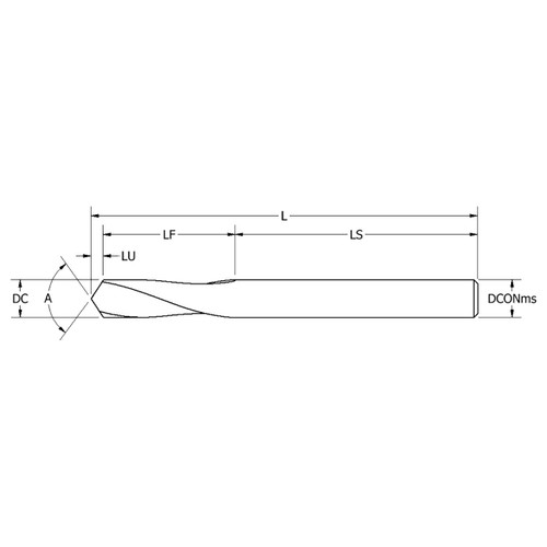 Keo 955-000-018 | 0.188" Diameter x 0.875" Shank Length x 1.375" OAL HSS Spotting Drill