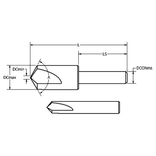 Keo 917-000-041 | 0.5000" Diameter x 1.2500" Length of Shank x 2.6250" OAL x 120 Degree Angle 3 Cutting Edge HSS Center Reamer