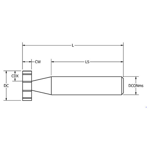 Keo 943-000-511 | 22.50mm Diameter x 40.00mm Length of Shank x 63.00mm OAL 10 Cutting Edge HSS Woodruff-Keyseat Cutter