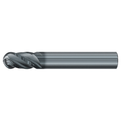 Emuge 2919L.01875 | 3/16" Diameter x 2" OAL 35-38 Degree Flute Helix Angle 4 Flute ALCR Coated Ball End Mill