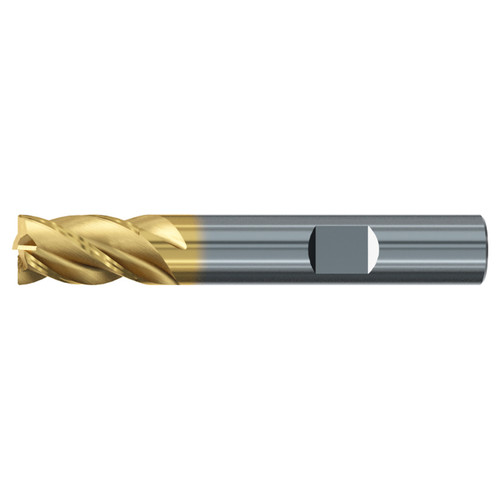 Emuge 2976T.0750 | 3/4" Diameter x 3-4" Shank x 3-1/2" OAL 4 Flute TIN/TIALN Coated Corner Radius End Mill