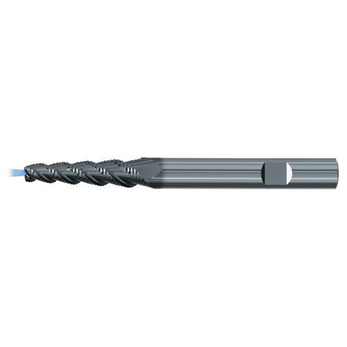 Emuge 3534LZ.03075A | 7.50mm Diameter x 1.00mm Corner Radius x 80.00mm OAL x 4 Flute 45 Degree Helix Angle ALCR Coated Tapered Torus End Mill