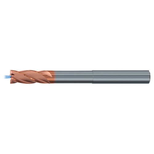Emuge 3808AZ.003 | 3.00mm Diameter x 6.00mm Shank x 62.00mm OAL 4 Flute TIALN Coated Corner Radius End Mill