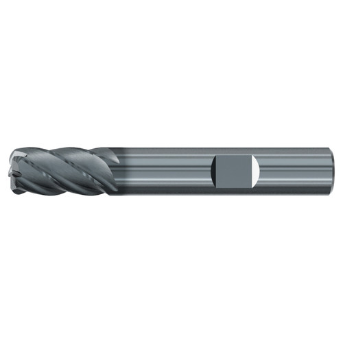 Emuge 3929L.050060 | 1/2" Diameter x 1-2" Shank x 2/3/4" OAL 5 Flute ALCR Coated Corner Radius End Mill