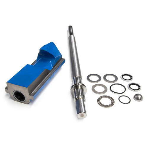 Kurt D688-3-SA nut and screw subassembly with threaded steel screw, blue metal nut block, and included washers and bearings