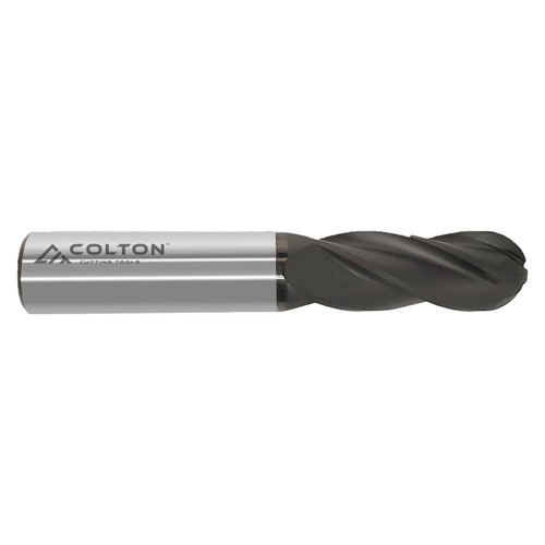Colton Industrial Tools 62046 | 1/8" Diameter x 1/2" LOC x 3" OAL 4 Flute CVD Coated Ball End Mill