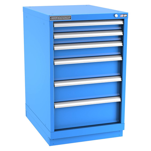 Champion Tool Storage NWS1500-0602-ILC-FTB-BB | 22-3/16" Width x 35-7/8" Height x 22-1/2" Depth 6 Drawer 63 Compartment Powder Coated Steel Modular Compartment Cabinet - Bright Blue