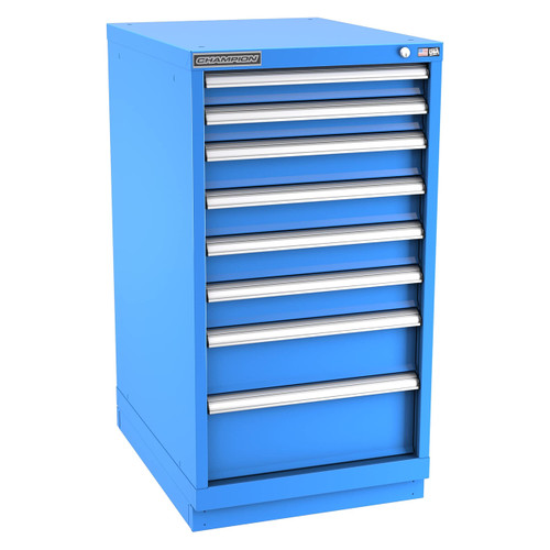 Champion Tool Storage NWS1800-0801-ILC-FTB-BB | 22-3/16" Width x 41-3/4" Height x 22-1/2" Depth 8 Drawer 90 Compartment Powder Coated Steel Modular Compartment Cabinet - Bright Blue