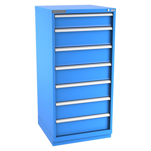 Champion Tool Storage SWS2700-0702-ILC-FTB-BB | 28-1/4" Width x 59-1/2" Height x 22-1/2" Depth 7 Drawer 67 Compartment Powder Coated Steel Modular Compartment Cabinet - Bright Blue