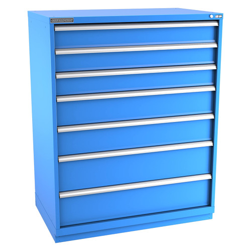 Champion Tool Storage EWS2700-0701-ILC-FTB-BB | 47" Width x 59-1/2" Height x 22-1/2" Depth 7 Drawer 104 Compartment Powder Coated Steel Modular Compartment Cabinet - Bright Blue