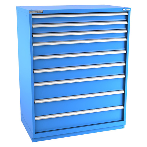 Champion Tool Storage EWS2700-0901-ILC-FTB-BB | 47" Width x 59-1/2" Height x 22-1/2" Depth 9 Drawer 258 Compartment Powder Coated Steel Modular Compartment Cabinet - Bright Blue