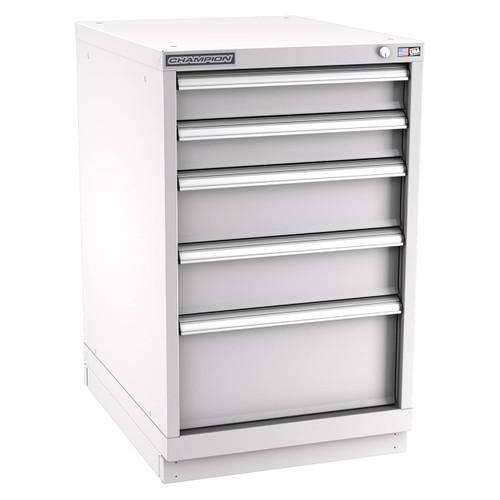 Champion Tool Storage NWS1500-0501-ILC-FTB-LG | 22-3/16" Width x 35-7/8" Height x 22-1/2" Depth 5 Drawer 42 Compartment Powder Coated Steel Modular Compartment Cabinet - Light Gray