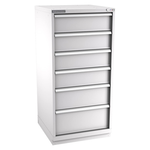 Champion Tool Storage SWS2700-0601-ILC-FTB-LG | 28-1/4" Width x 59-1/2" Height x 22-1/2" Depth 6 Drawer 45 Compartment Powder Coated Steel Modular Compartment Cabinet - Light Gray
