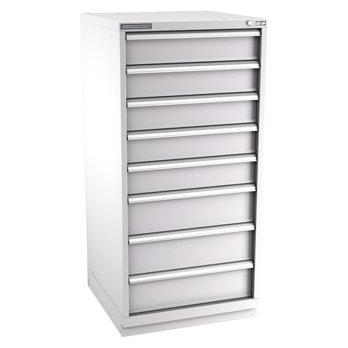 Champion Tool Storage SWS2700-0802-ILC-FTB-LG | 28-1/4" Width x 59-1/2" Height x 22-1/2" Depth 8 Drawer 81 Compartment Powder Coated Steel Modular Compartment Cabinet - Light Gray