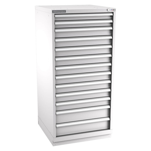 Champion Tool Storage SWS2700-1301-ILC-FTB-LG | 28-1/4" Width x 59-1/2" Height x 22-1/2" Depth 13 Drawer 228 Compartment Powder Coated Steel Modular Compartment Cabinet - Light Gray