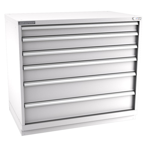 Champion Tool Storage EWS1800-0601-ILC-FTB-LG | 47" Width x 41-3/4" Height x 22-1/2" Depth 6 Drawer 170 Compartment Powder Coated Steel Modular Compartment Cabinet - Light Gray