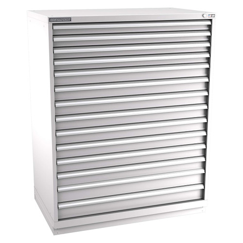 Champion Tool Storage EWS2700-1401-ILC-FTB-LG | 47" Width x 59-1/2" Height x 22-1/2" Depth 14 Drawer 400 Compartment Powder Coated Steel Modular Compartment Cabinet - Light Gray
