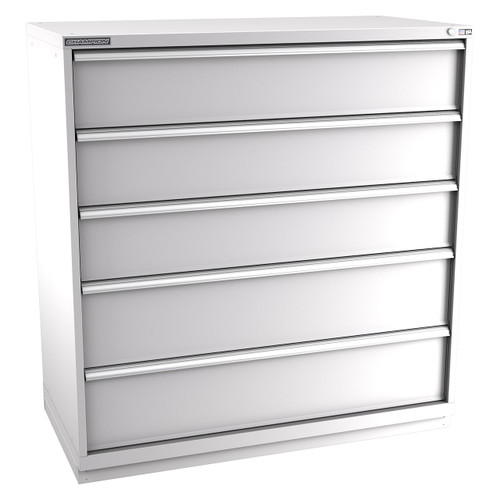 Champion Tool Storage DWS2700-0501-ILC-FTB-LG | 56-1/2" Width x 59-1/2" Height x 22-1/2" Depth 5 Drawer 36 Compartment Powder Coated Steel Modular Compartment Cabinet - Light Gray