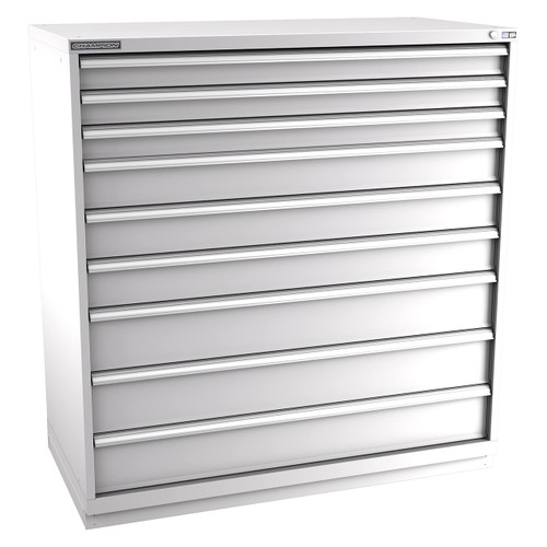 Champion Tool Storage DWS2700-0901-ILC-FTB-LG | 56-1/2" Width x 59-1/2" Height x 22-1/2" Depth 9 Drawer 174 Compartment Powder Coated Steel Modular Compartment Cabinet - Light Gray