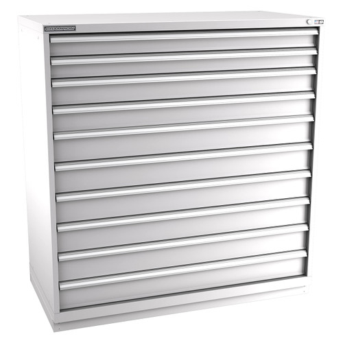 Champion Tool Storage DWS2700-100-1-ILC-FTB-LG | 56-1/2" Width x 59-1/2" Height x 22-1/2" Depth 10 Drawer 210 Compartment Powder Coated Steel Modular Compartment Cabinet - Light Gray