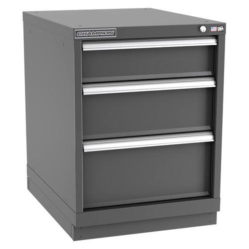 Champion Tool Storage NWS1200-0301-ILC-FTB-DG | 22-3/16" Width x 29-7/8" Height x 22-1/2" Depth 3 Drawer 17 Compartment Powder Coated Steel Modular Compartment Cabinet - Dark Gray