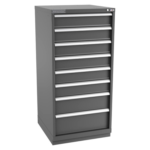 Champion Tool Storage SWS2700-0801-ILC-FTB-DG | 28-1/4" Width x 59-1/2" Height x 22-1/2" Depth 8 Drawer 84 Compartment Powder Coated Steel Modular Compartment Cabinet - Dark Gray