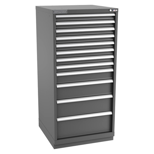 Champion Tool Storage SWS2700-1202-ILC-FTB-DG | 28-1/4" Width x 59-1/2" Height x 22-1/2" Depth 12 Drawer 204 Compartment Powder Coated Steel Modular Compartment Cabinet - Dark Gray
