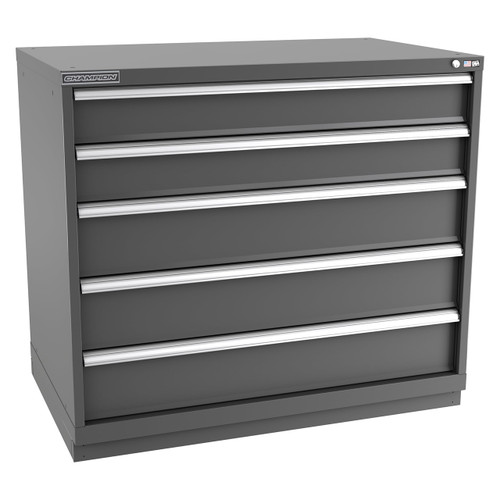 Champion Tool Storage EWS1800-0501-ILC-FTB-DG | 47" Width x 41-3/4" Height x 22-1/2" Depth 5 Drawer 108 Compartment Powder Coated Steel Modular Compartment Cabinet - Dark Gray