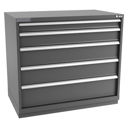 Champion Tool Storage EWS1800-0502-ILC-FTB-DG | 47" Width x 41-3/4" Height x 22-1/2" Depth 5 Drawer 128 Compartment Powder Coated Steel Modular Compartment Cabinet - Dark Gray