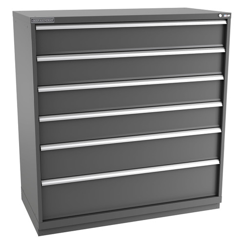 Champion Tool Storage DWS2700-0601-ILC-FTB-DG | 56-1/2" Width x 59-1/2" Height x 22-1/2" Depth 6 Drawer 117 Compartment Powder Coated Steel Modular Compartment Cabinet - Dark Gray