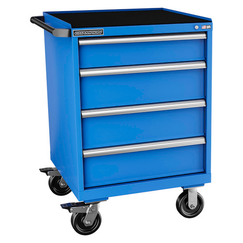 Champion Tool Storage SWS1500-0401ILC-MB8-RT-BB | 28-1/4" Width x 43-1/4" Height x 22-1/2" Depth 4 Drawer 29 Compartment Powder Coated Steel Mobile Modular Cabinet - Bright Blue