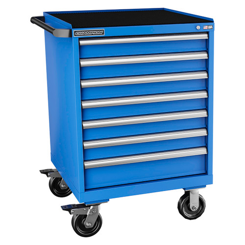 Champion Tool Storage SWS1500-0701ILC-MB8-RT-BB | 28-1/4" Width x 43-1/4" Height x 22-1/2" Depth 7 Drawer 83 Compartment Powder Coated Steel Mobile Modular Cabinet - Bright Blue