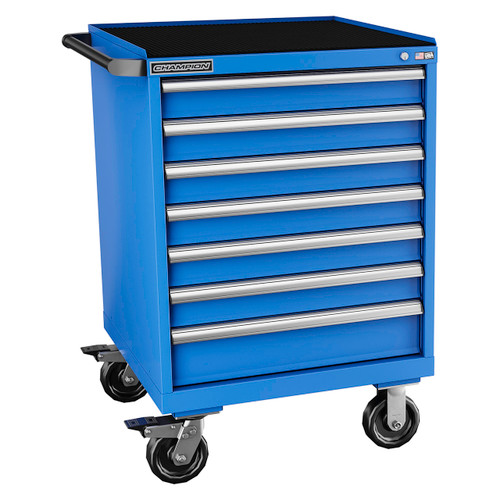 Champion Tool Storage SWS1500-0702ILC-MB8-RT-BB | 28-1/4" Width x 43-1/4" Height x 22-1/2" Depth 7 Drawer 114 Compartment Powder Coated Steel Mobile Modular Cabinet - Bright Blue