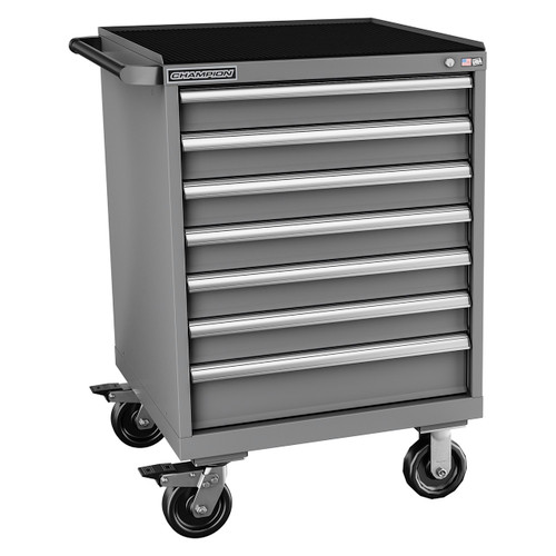 Champion Tool Storage SWS1500-0701ILC-MB8-RT-DG | 28-1/4" Width x 43-1/4" Height x 22-1/2" Depth 7 Drawer 83 Compartment Powder Coated Steel Mobile Modular Cabinet - Dark Gray