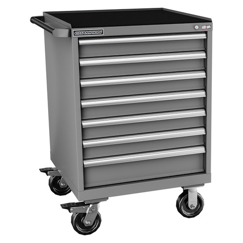 Champion Tool Storage SWS1500-0702ILC-MB8-RT-DG | 28-1/4" Width x 43-1/4" Height x 22-1/2" Depth 7 Drawer 114 Compartment Powder Coated Steel Mobile Modular Cabinet - Dark Gray
