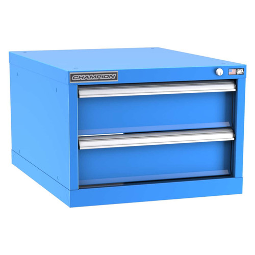 Champion Tool Storage NW600-0201-ILC-BB | 22-3/16" Width x 15-3/4" Height x 28-1/2" Depth 2 Drawer 13 Compartments Powder Coated Steel Modular Drawer Cabinet - Bright Blue