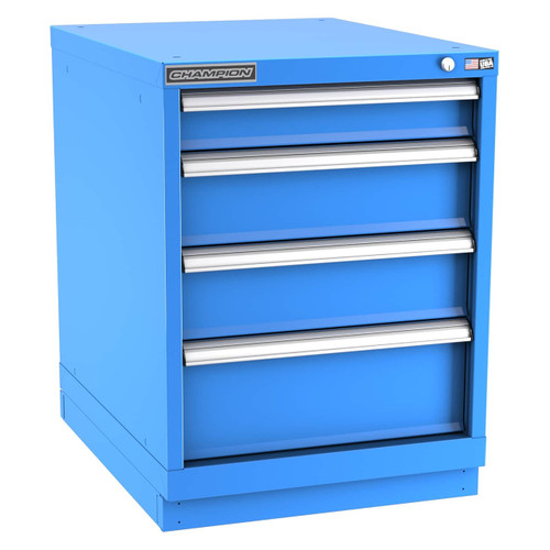 Champion Tool Storage NW1200-0401-ILC-FTB-BB | 22-3/16" Width x 29-7/8" Height x 28-1/2" Depth 4 Drawer 33 Compartments Powder Coated Steel Modular Drawer Cabinet - Bright Blue