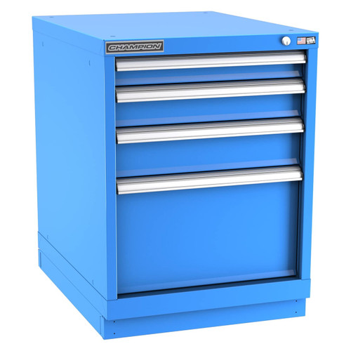 Champion Tool Storage NW1200-0402-ILC-FTB-BB | 22-3/16" Width x 29-7/8" Height x 28-1/2" Depth 4 Drawer 29 Compartments Powder Coated Steel Modular Drawer Cabinet - Bright Blue
