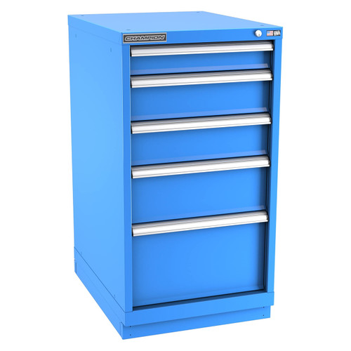 Champion Tool Storage NW1800-0501-ILC-FTB-BB | 22-3/16" Width x 41-3/4" Height x 28-1/2" Depth 5 Drawer 38 Compartments Powder Coated Steel Modular Drawer Cabinet - Bright Blue