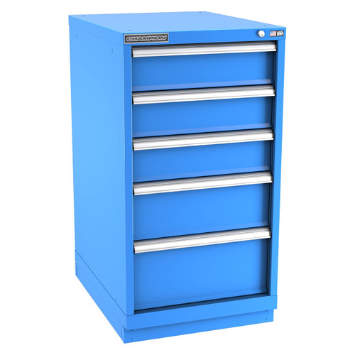 Champion Tool Storage NW1800-0502-ILC-FTB-BB | 22-3/16" Width x 41-3/4" Height x 28-1/2" Depth 5 Drawer 25 Compartments Powder Coated Steel Modular Drawer Cabinet - Bright Blue
